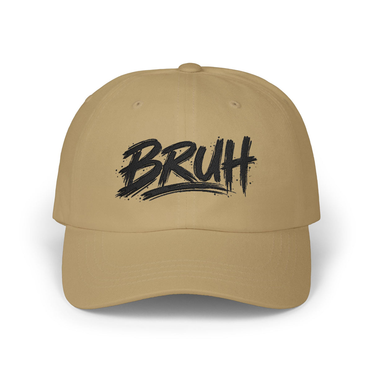 Bruh Dad Cap - Casual White Baseball Hat with Bold Brush Script