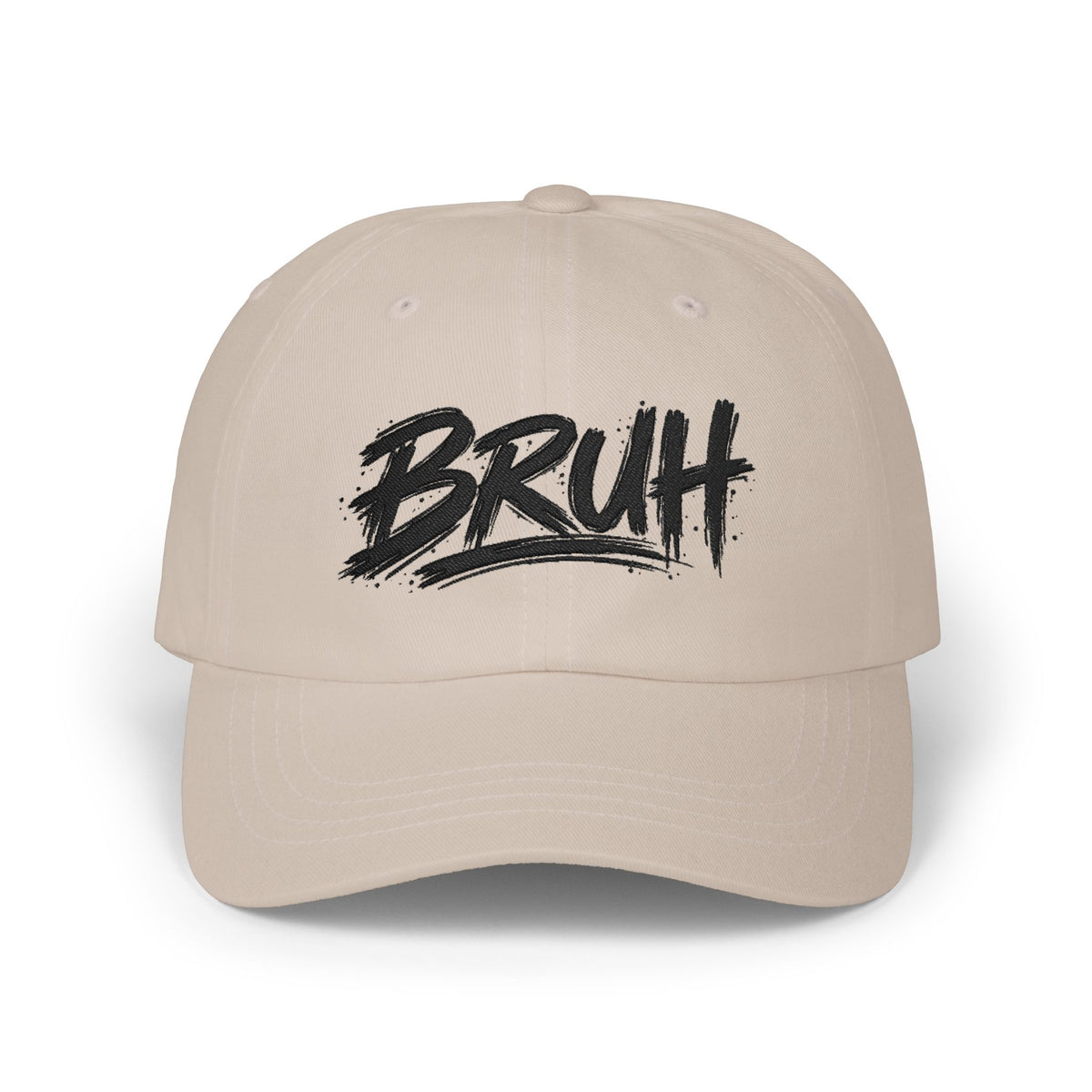 Bruh Dad Cap - Casual White Baseball Hat with Bold Brush Script