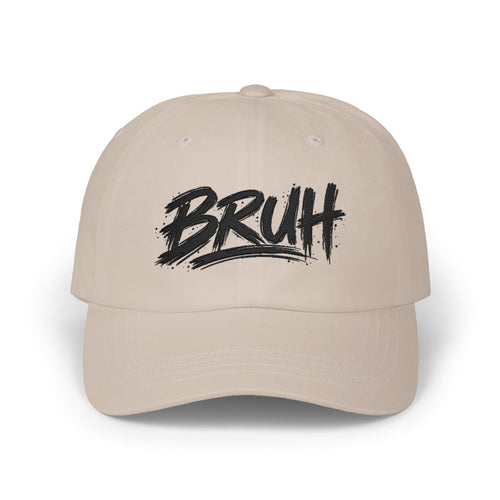Bruh Dad Cap - Casual White Baseball Hat with Bold Brush Script