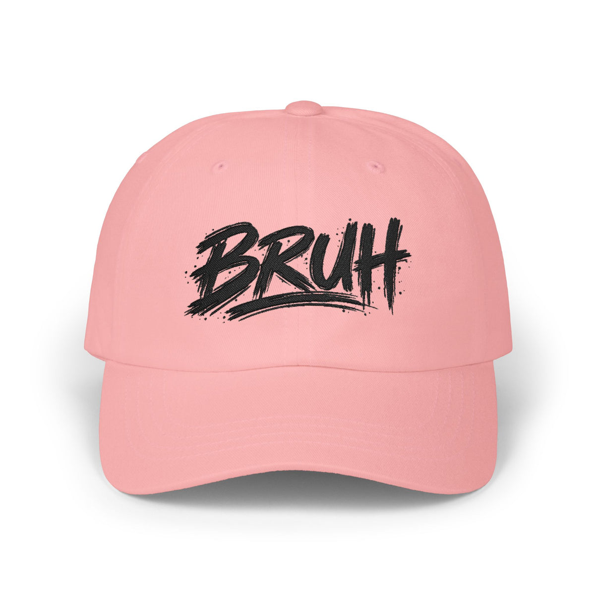 Bruh Dad Cap - Casual White Baseball Hat with Bold Brush Script