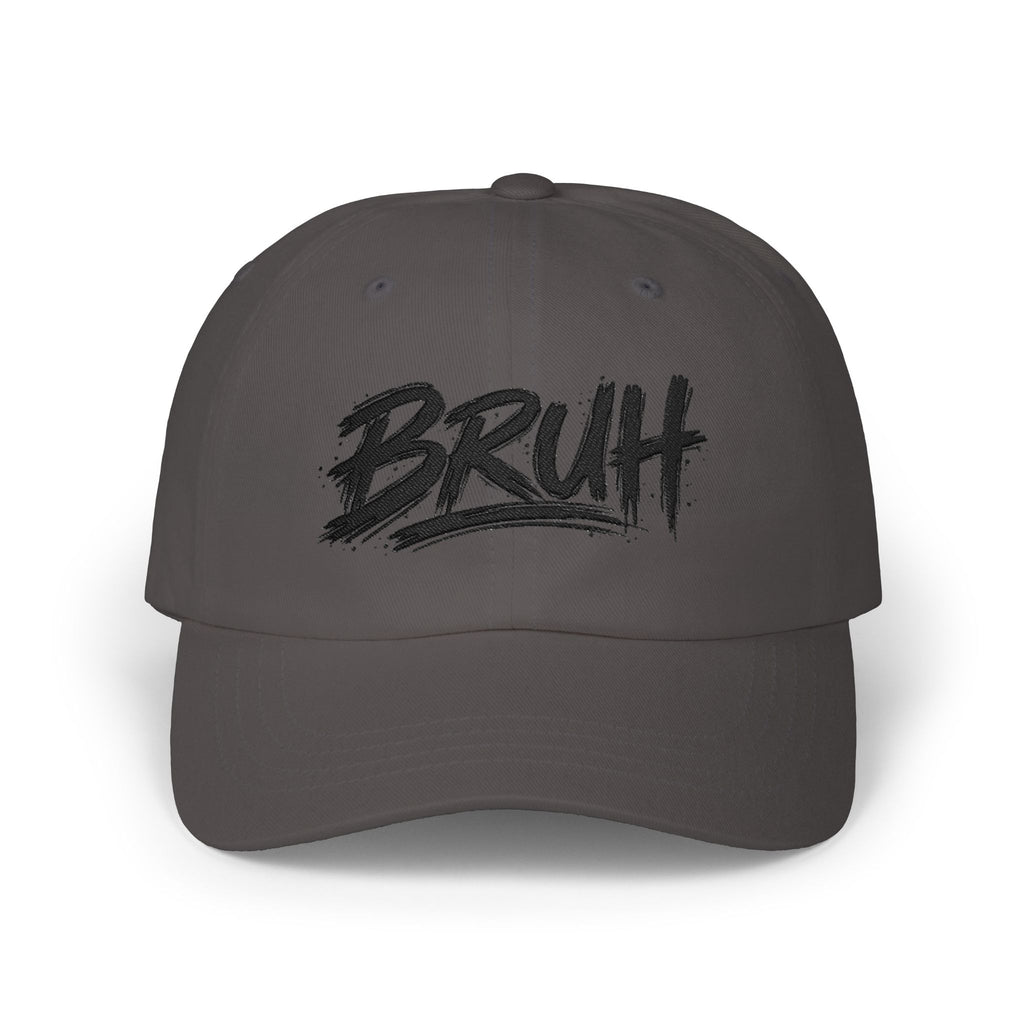 Bruh Dad Cap - Casual White Baseball Hat with Bold Brush Script