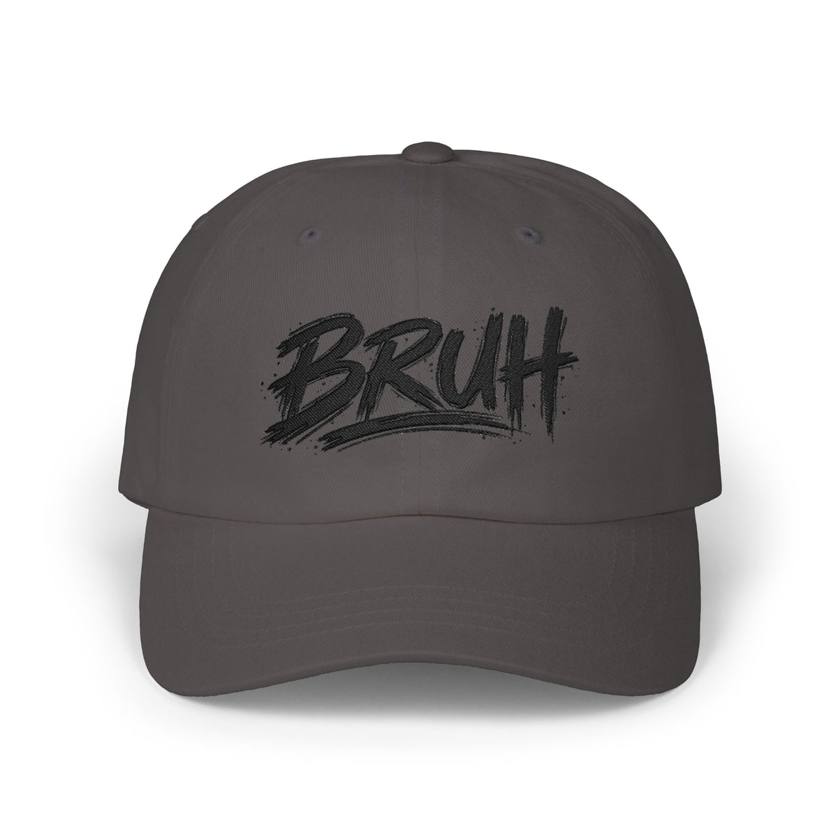 Bruh Dad Cap - Casual White Baseball Hat with Bold Brush Script