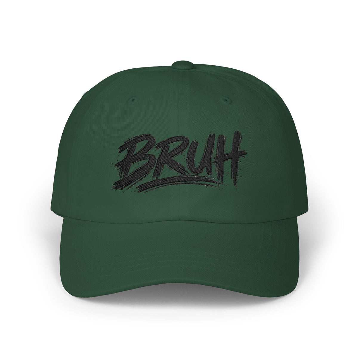 Bruh Dad Cap - Casual White Baseball Hat with Bold Brush Script