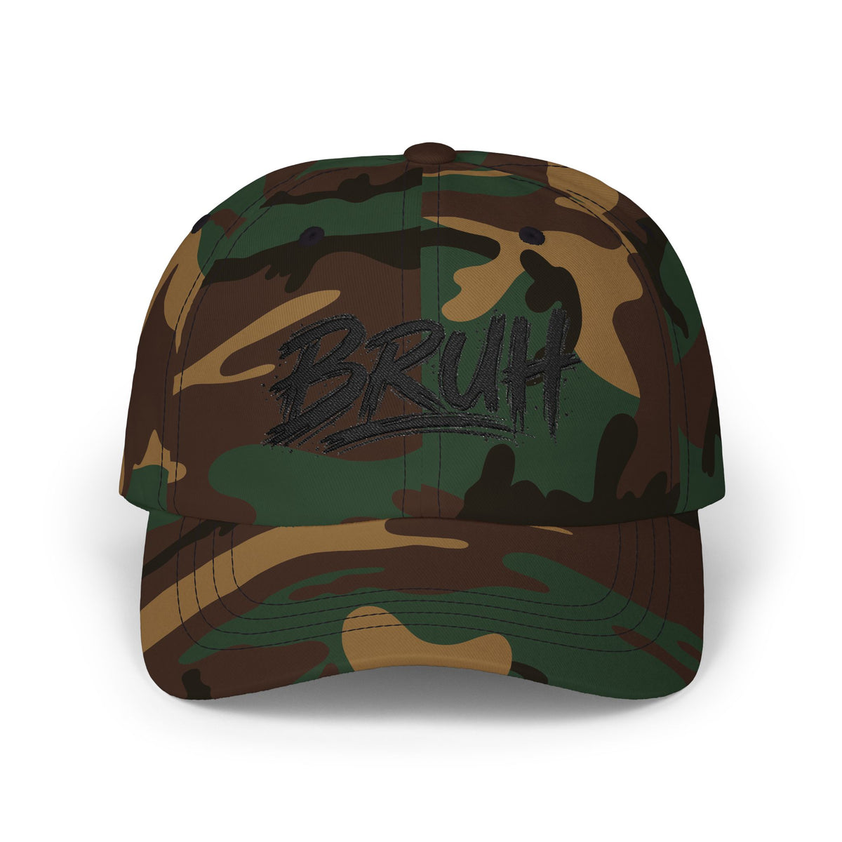Bruh Dad Cap - Casual White Baseball Hat with Bold Brush Script