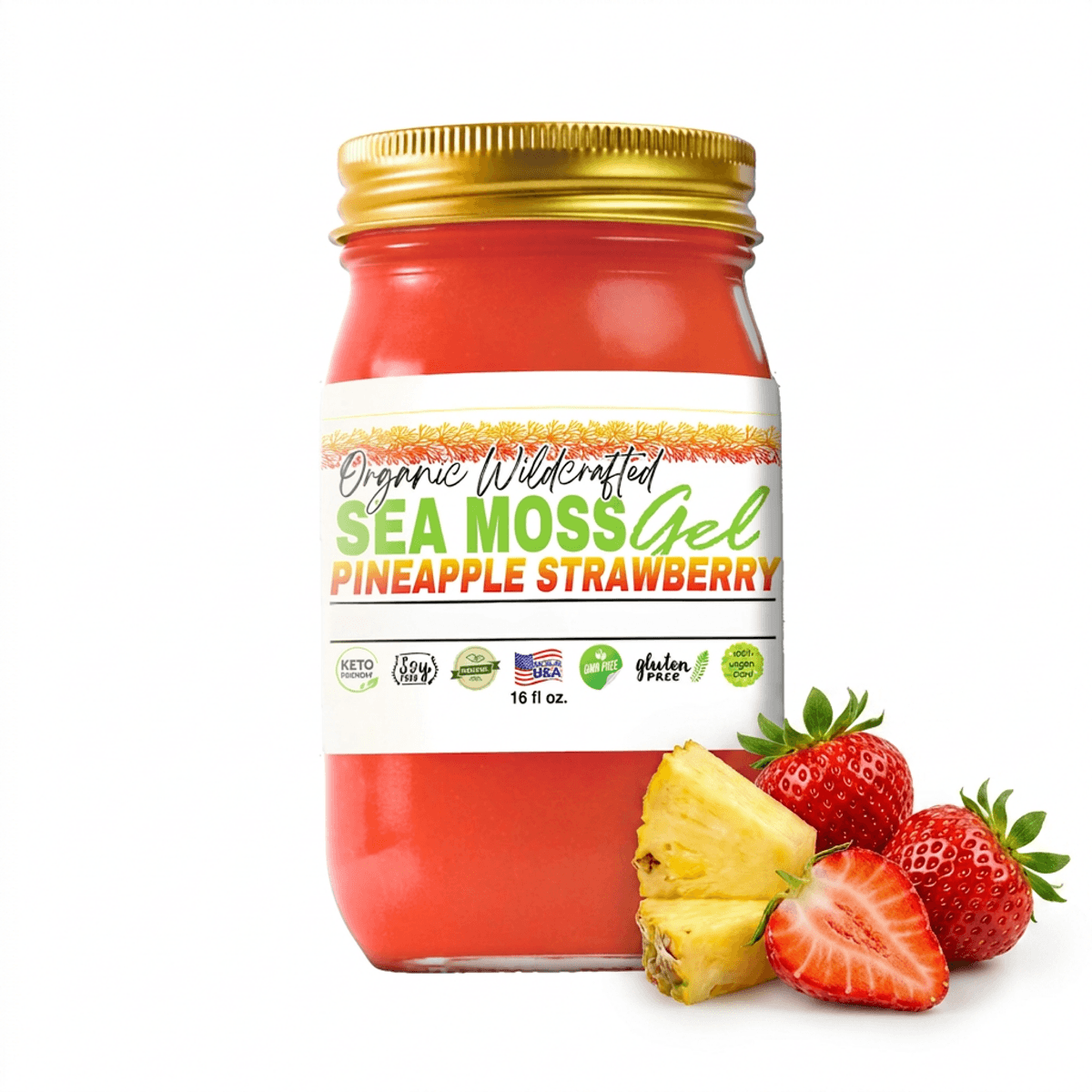Sea Moss Gel - Strawberry Pineapple Flavor 16oz