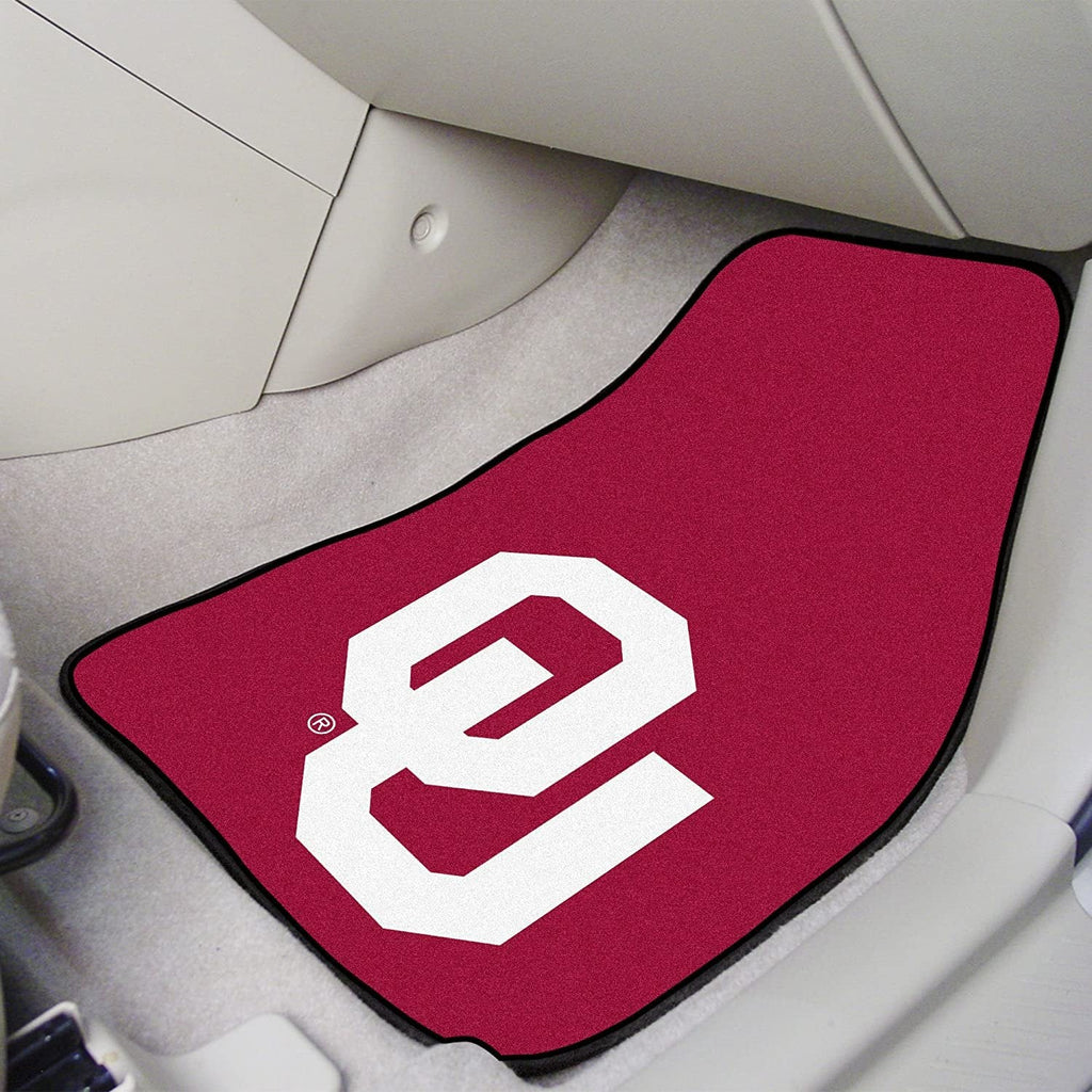 University of Oklahoma Sooners Front Floor Mats, Carpet Car Set, 18x27 Inch, Nylon, Set of 2